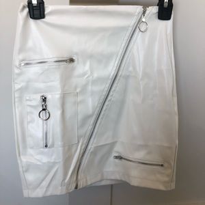 White Faux Leather Skirt